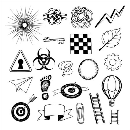 Set of hand drawn doodle design elements. Vector illustration.のイラスト素材