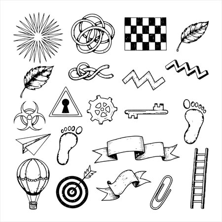 Set of hand drawn doodle sketch elements. Vector illustration.のイラスト素材
