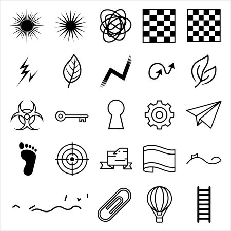 Set of black and white doodle icons. Vector illustration.のイラスト素材