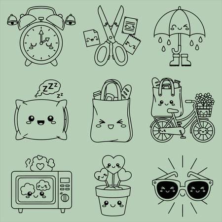 Set of cute doodle hand drawn elements. Vector illustration.のイラスト素材