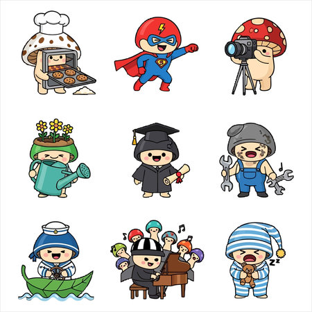 Cartoon illustration of a group of children in different costumes. Vector illustration.のイラスト素材
