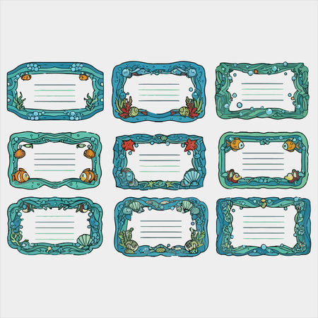 Set of hand-drawn frames with floral ornament. Vector illustration.のイラスト素材
