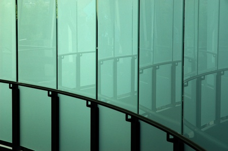 Glass corridor and reflections.の写真素材