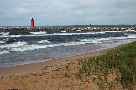 Manistique Lighthouse near Manistique in northern Michigan.のeditorial素材