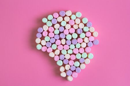 marshmallow pattern background, pastel color dessert, sweet foodの写真素材