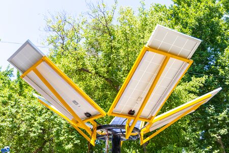 Solar panels installation in the a park.の写真素材