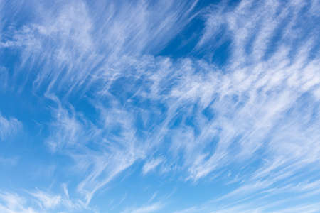 Bright blue sky with feather white cloud.の写真素材