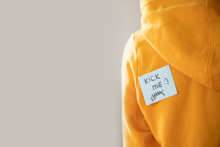 Note with april fools day lettering on back, april fools day concept.の写真素材