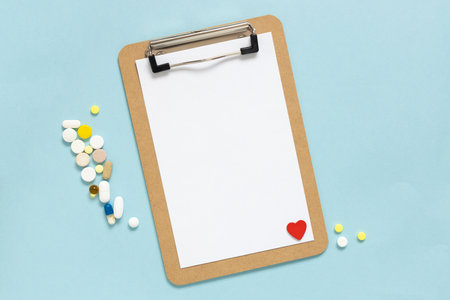Prescription for medication, space for text. International nurses week. Congratulation for nurse day, space for text.の写真素材