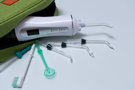 Portable irrigator set with various accessory.の写真素材