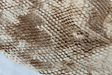 Brown paper packaging filler for shipping box, close upの写真素材