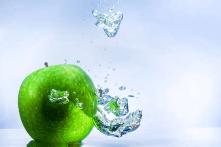 Green Apple and Bubblesの写真素材