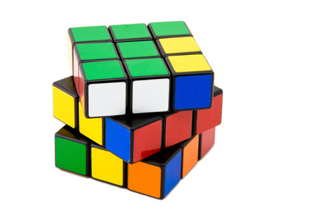 Shuffled generic brainbender cube on white のeditorial素材