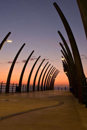 Sunrise over Umlanga Pier from the top of the structureの写真素材
