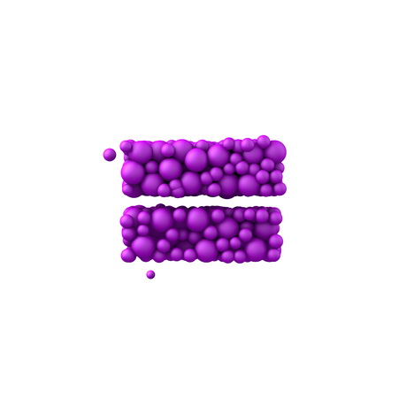 Symbol  made of plastic beads, purple bubbles, isolated on white, 3d render.の写真素材