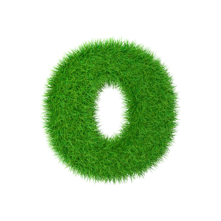 Grass letter O isolated on white, 3d illustration.の写真素材