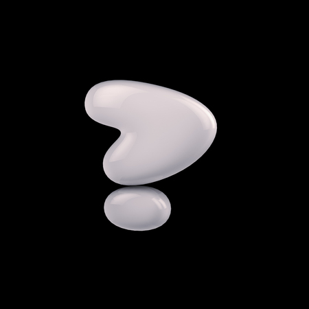 Symbol question of milk, white colors on a black background, 3d render.の写真素材