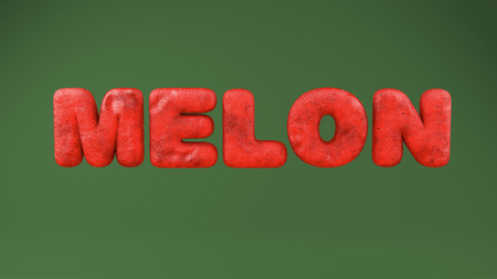 Word Melone Made from Watermelon Letters isolated on white background. 3D Render.の写真素材