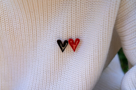 Heart painted red and black. Valentine's Day. Symbol of love.の写真素材