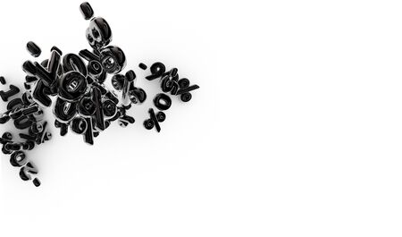 Mountain of discounts, glossy black numbers on a white background. 3d Ilustrationの写真素材