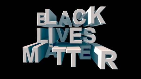 Lettering in big white letters BLACK LIVES MATTER on a black background 3d renderingの写真素材