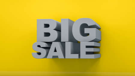 Big sale lettering colors yellow and gray , Color of the year of 2021 Illuminating , Ultimate Grey 3d renderingの写真素材