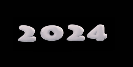 New Year 2024 Creative Design Concept - 3D Renderedの写真素材