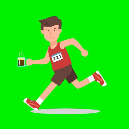 Man Running with Coffee in His Hand Logo Icon Avatarのイラスト素材