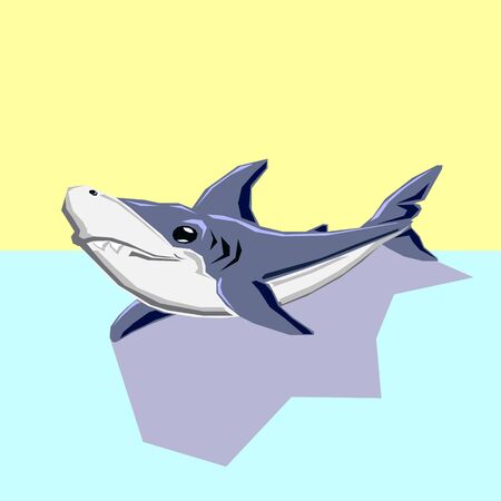 Tinylodon is a friendly cute megalodon shark, best friend of crocodeli, his size is not bigger than your head, cartoon toys icon Avatar, vector availableのイラスト素材