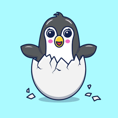 cute penguin illustration. illustration of baby penguin in cartoon style. penguin icon vector designのイラスト素材