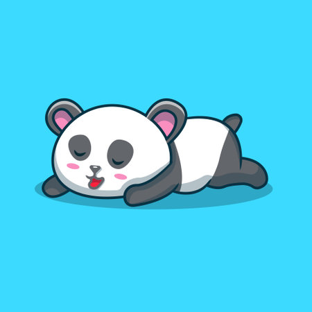 cute panda sleep illustration. cute panda illustration. cute animal in kawaii styleのイラスト素材