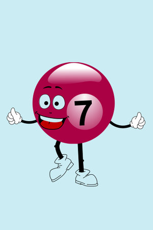 funny cartoon billiard ball on ice skates, vector illustrationの写真素材