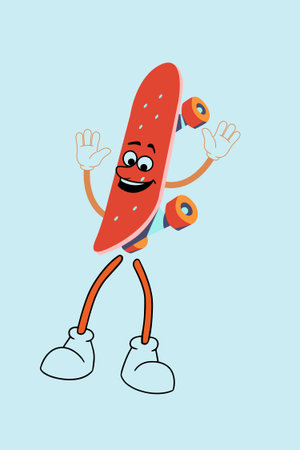 Cartoon skateboard character with arms and legs. Vector illustration.の写真素材