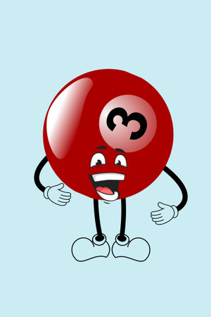 Illustration of a funny red billiard ball on a blue backgroundの写真素材