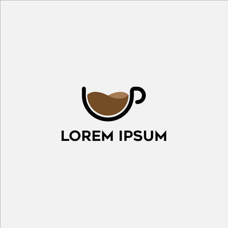 Coffee logo cup vector design template. Vector coffee shop labelsのイラスト素材