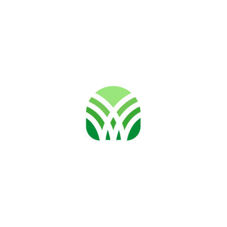 Abstract Green Leaf and Leaves logo Icon Vector Design. Landscape Design, Garden, Plant, Nature, Health and Ecology Vector Logo Illustration.のイラスト素材