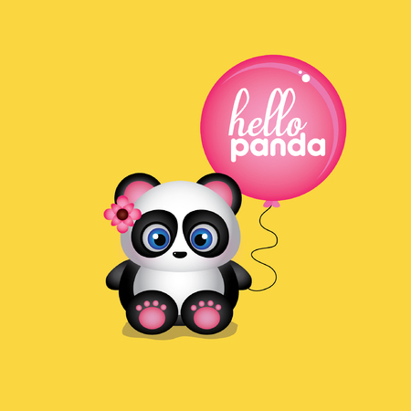 Cute Panda with Balloonのイラスト素材