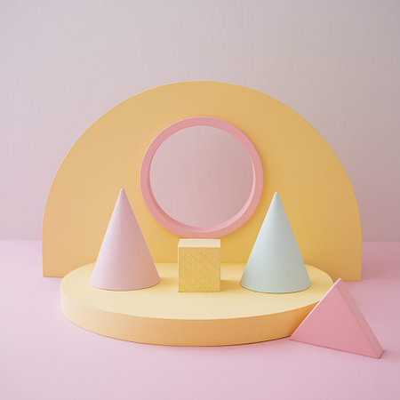 Minimalist abstract scene with geometrical forms. 3d render