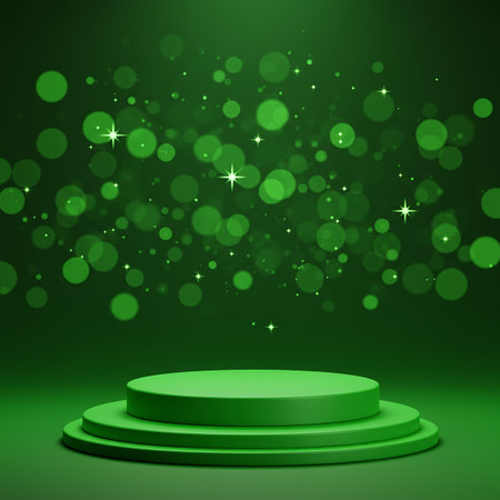 Green podium on a green background with bokeh. Vector illustrationの写真素材