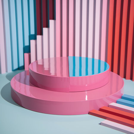 3d render of abstract geometric forms. Minimal scene with podium for product presentation.の写真素材