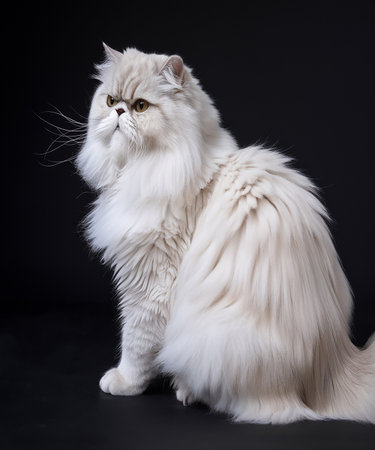 Studio shot of persian cat on black background. Studio shot.の素材