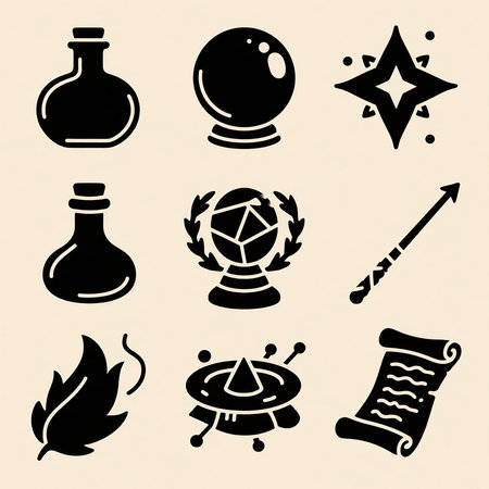 Magic icons set. Vector illustration of a set of magic icons.の素材