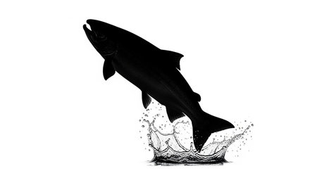 Illustration of a dolphin leaping from the ocean surfaceの素材