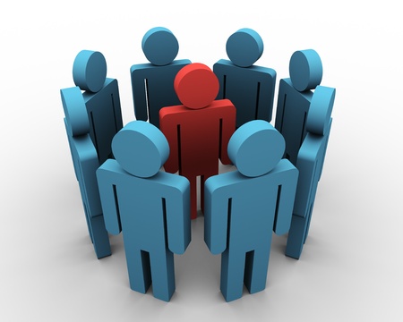 3d illustration of leadership and teamwork conceptの写真素材