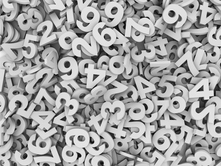 3d illustration of heap of numeric numbers abstract background 