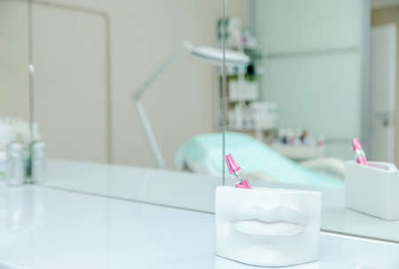 cosmetic and personal care products on table in the beautician office. Horizontal photoの写真素材