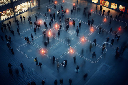Artificial intelligence determines, studies and controls human behavior. horizontal photoの素材
