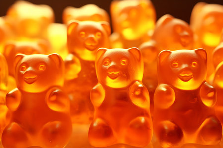 Immuno-gummy bears with orange flavor for children. Dietary supplement. horizontal photoの素材