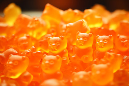 Immuno-gummy bears with orange flavor for children. Dietary supplement. horizontal photoの素材