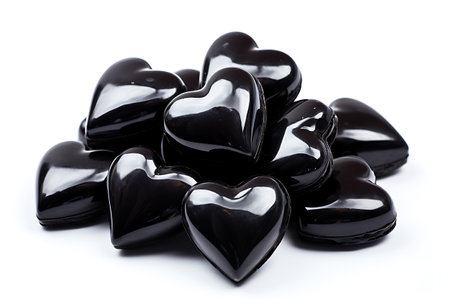 Heart-shaped gummies with elderberry extract on a white background. horizontal photoの素材